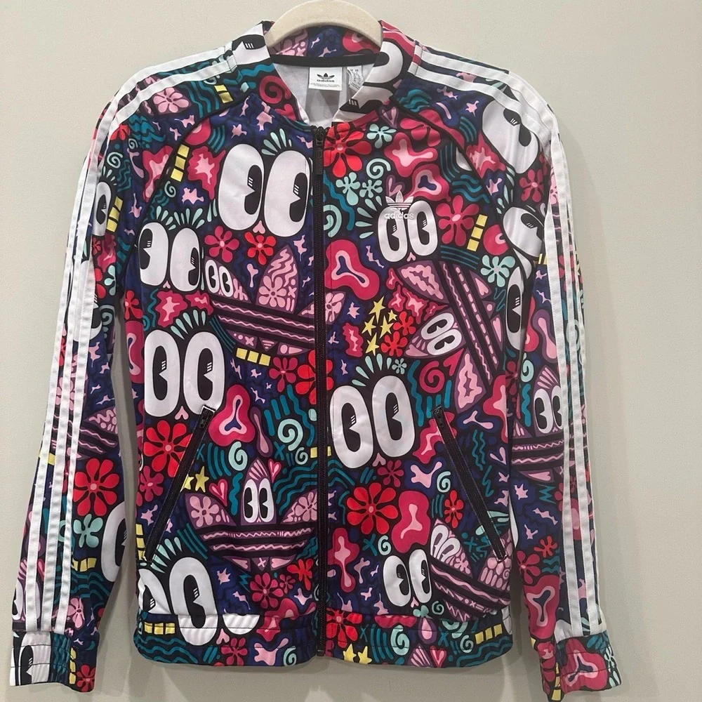 Adidas Hattie Stewart Full Zip Track Full Zip Graphic Jacket Colorful Sz S - Picture 3 of 15